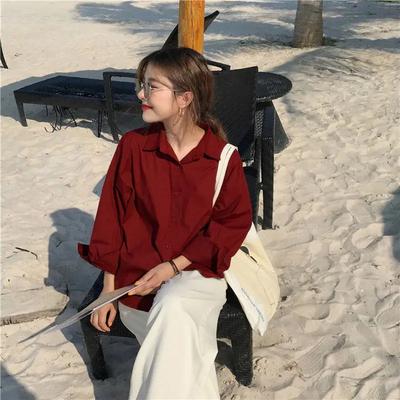 Basicskjortor Dam Enkla Ny Design Koreansk Mode Enfärgad College Allmatch Vardagsskjortor
