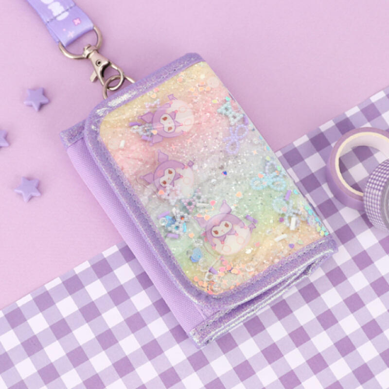 Kuromi Spangle Bling 3-Tier Necklace Wallet