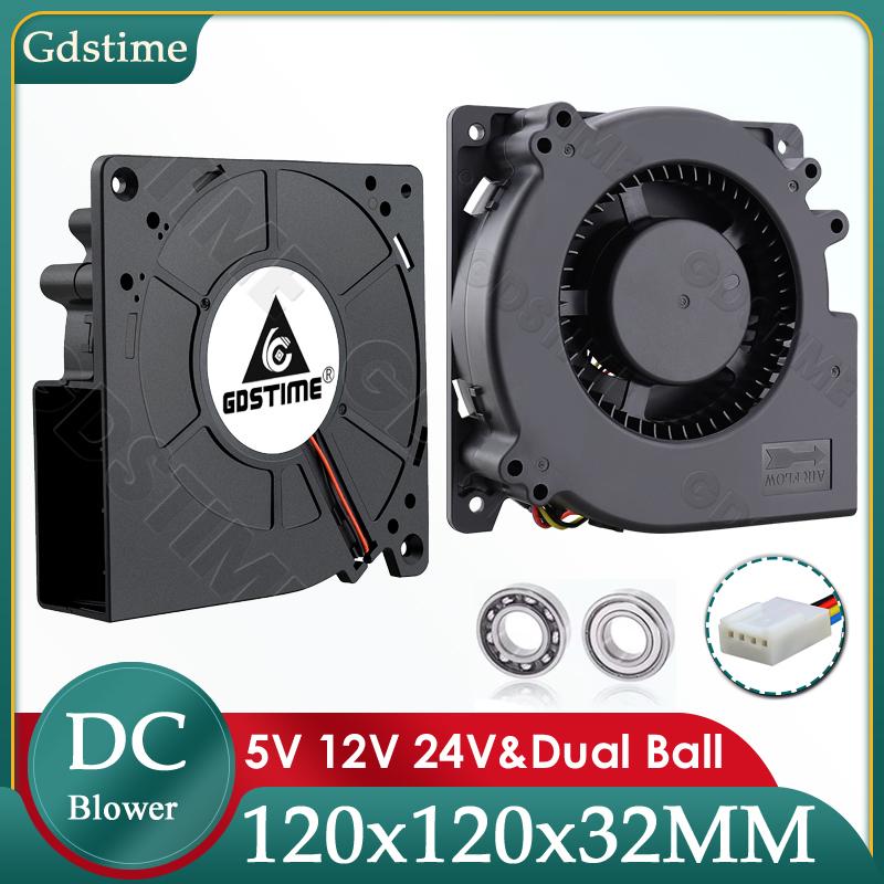 Gdstime 120MM Fan 24V 12V 5V 120MM*32MM Specialized Turbo Fan 12032 Large Air Radial Fan for BBQ Grill,Industrial Portable Fan