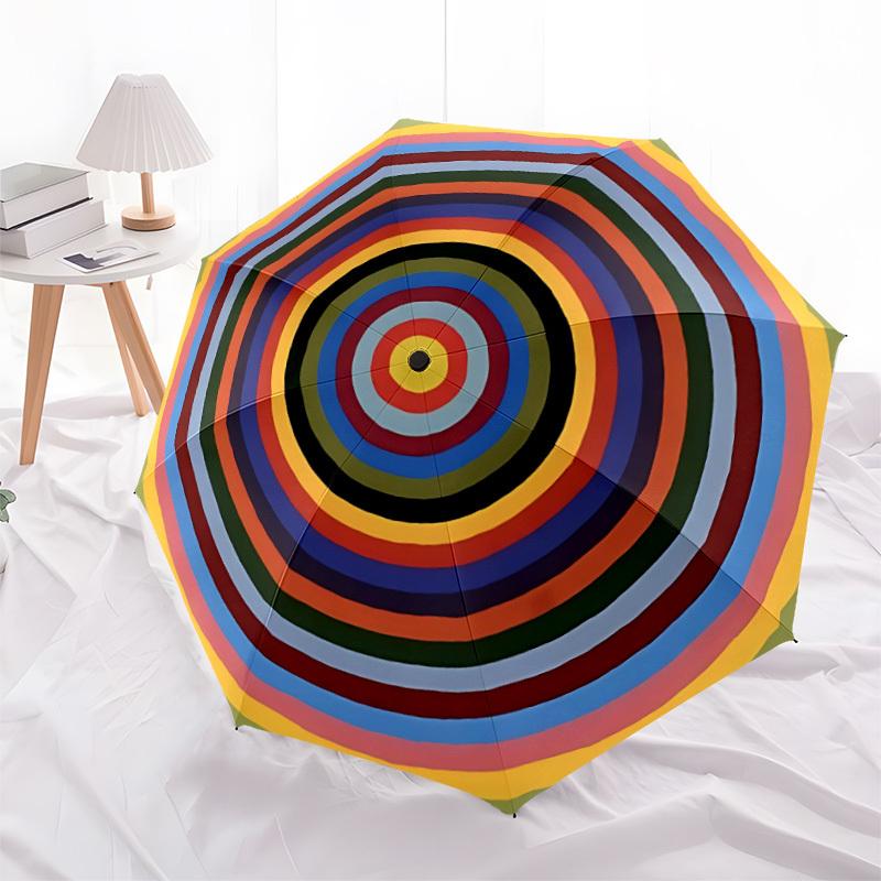 1pc Color Wheel Automatic Open/Close Umbrella, Windproof, Folding Compact Umbrella with Lightweight Design for Women/Men181
