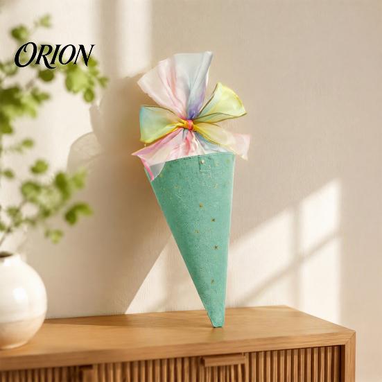 Personalized Candy Tube Ice Cream Cone Shaped Treat Bag for Kids, Triangle Fabric Holder Educational Encouragement Gift with Ribbon Bow Holiday,