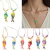 Colorful Adjustable Rope Chain Necklace Stainless Steel Oceanics Fish Charm Sturdy Jewelry Gift