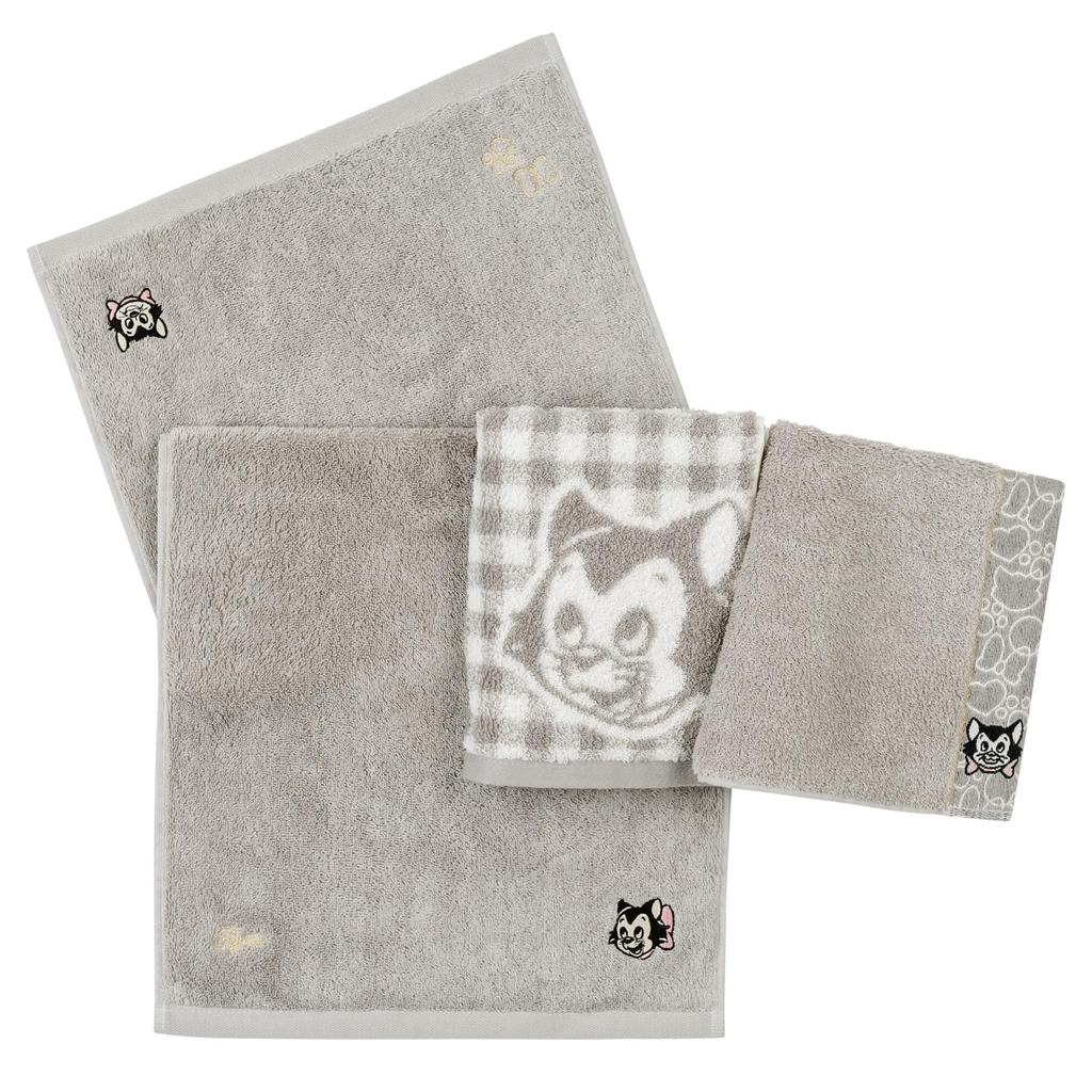 Towel Laboratory Figaro Face Japan Technology [Disney Character] #023 Towels, 3-Piece Set, Fluffy, Fast-Absorbent, 100% Cotton, Low-Pilling, Gift,
