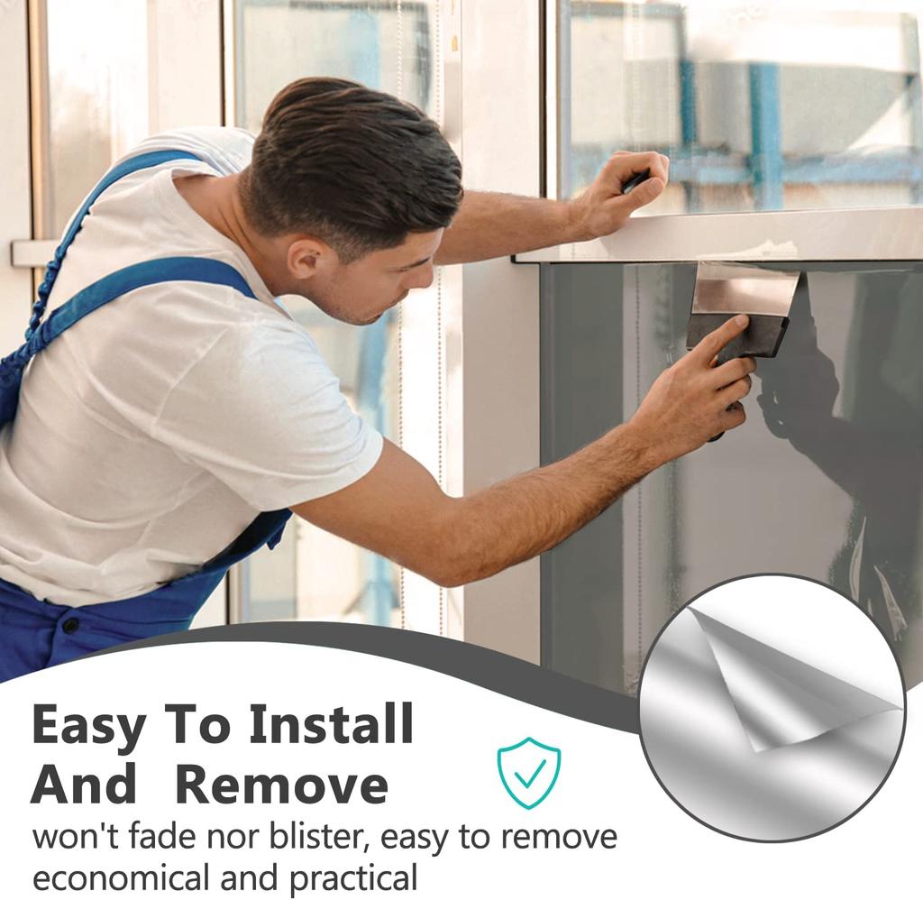 Srebrna Folia Prywatnościowa Okienna Jednokierunkowa Lustrzana Barwiona Zabiegi Kontrola Ciepła UV Blokująca Słońce Zaciemniająca Drzwi Szklane Odblaskowa do Domu