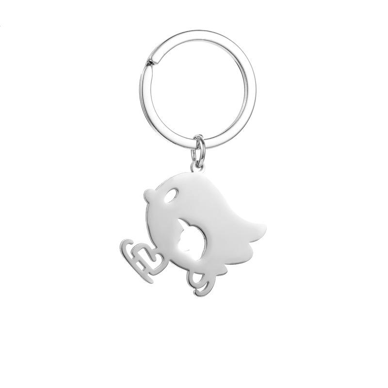 Gold Silver Black White Splicing Cat Stainless Steel Keychain Cute Cartoon Design Fashion Couple Pendant Practical Backpack Decoration