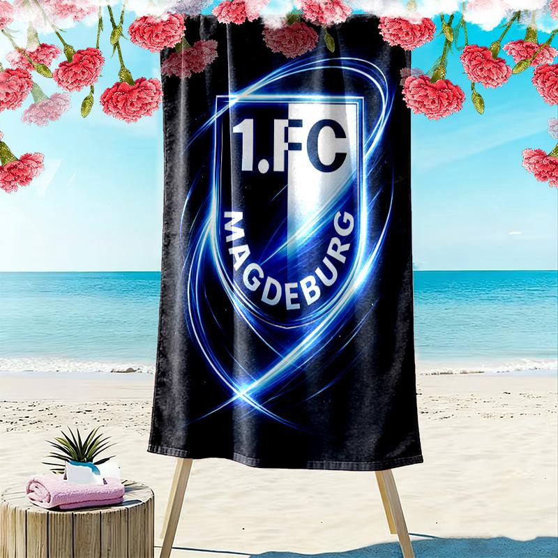 1. FC Magdeburg Print Beach Towel, Large Soft Quick Dry Towel for Beach Camping Swimming