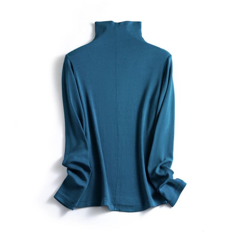 Cashmere Protein Essence Basic Shirt Women's Warm Pullover Iron Free High Collar Stacked Collar Underwear T Shirt Women