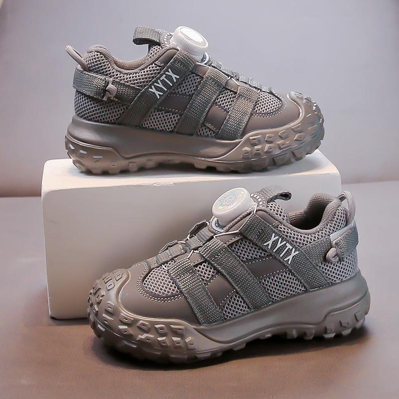 

Autumn new girls mesh breathable casual shoes trendy rotating buckle boys dad shoes versatile 26 серый