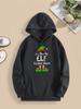 Christmas Festive Elf Print Hoodie Holiday Fashion Top for Fall/Winter  Casual Long Sleeve Pullover with Pockets Comfortable
