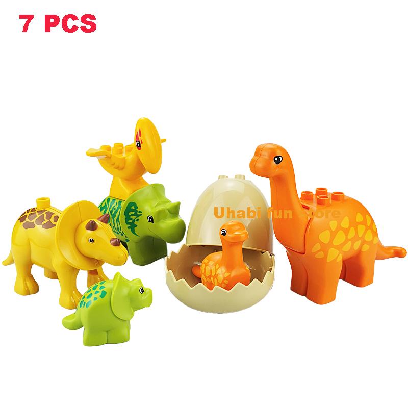 Big Building Blocks Animals Parts Zoo Sets Dinosaur Assemble Accessory Compatible Duplon Bricks Jurassic Toys for Children Gift