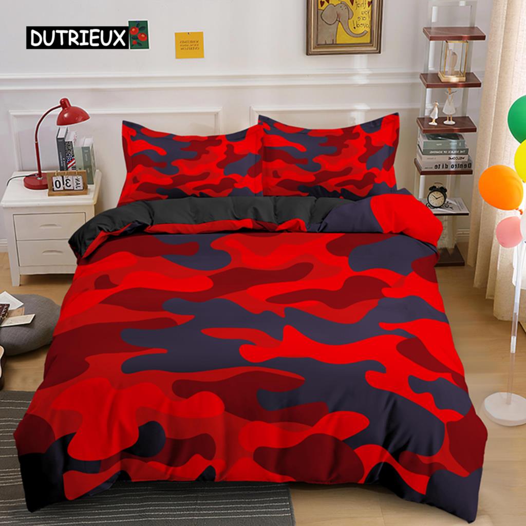 Kamuflasje Sengetøy Sett Gutt Tenåring Barn Abstrakt Dynetrekk med Putetrekk King Queen Twin Størrelse Polyester Dynetrekk 2/3 stk