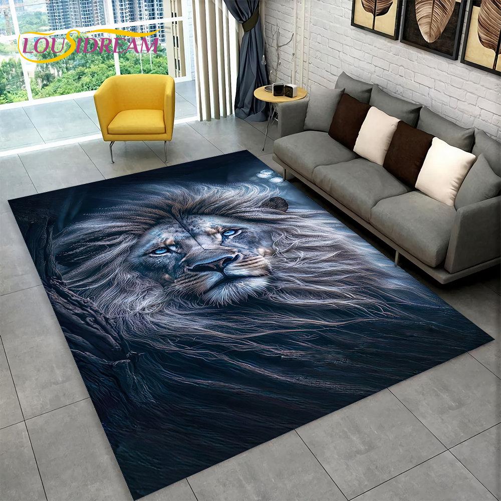 New Dream Lion Animal 3D Area Rug Large,Carpet Rug for Living Room Bedroom Sofa Doormat Decoration,Kid Play Non-slip Floor Mat