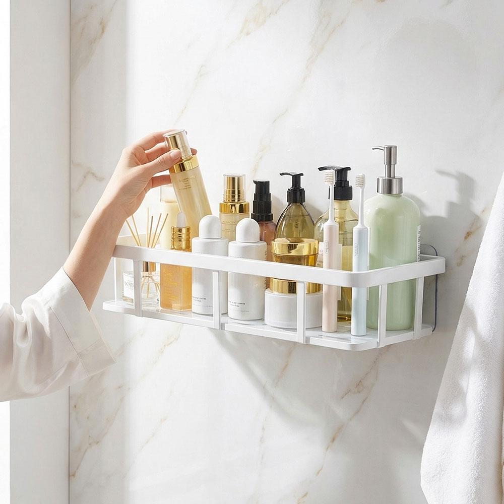 Bathroom Storage Rack No-Drill Wall Mounted Shampoo Makeup Storage Holder ShowerOrganizer Rack Bathroom Shelves Accessories