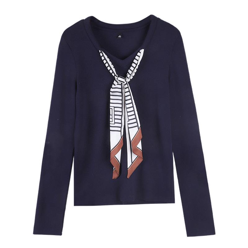 Podzim 2025 Hedvábný šátek Základní vrstva Dámský top s dlouhým rukávem zeštíhlující