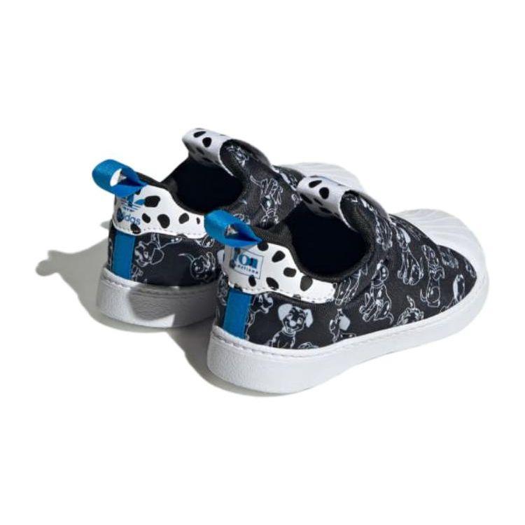 Adidas Disney x Superstar 360 I 101 Dalmatians - Детские кроссовки с принтом щенка, черные, облачно-белые ID9711