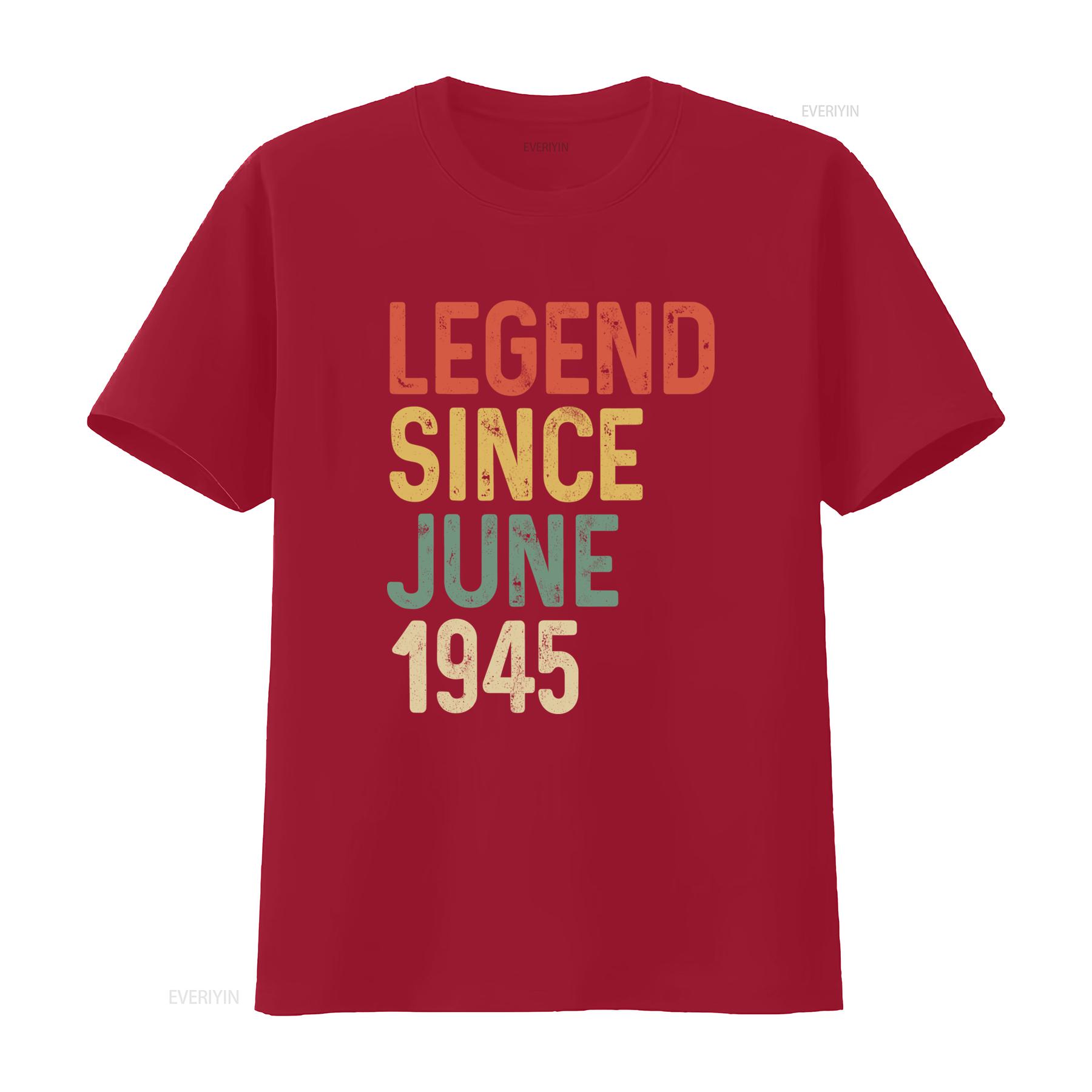 

Legend Since June 1945 80th Birthday s Vintage Style T Shirt vintage Washed Stylish Versatile Slightly Breathable Casual S