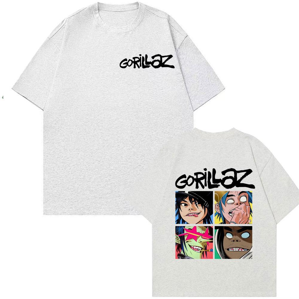 Rock Band Gorillaz Vintage Cartoon Graphic Tshirts Men Women Harajuku Classic Hip Hop  T Shirts pure Cotton T Shirt Streetwear