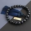 Nenju dot com Men's 22-Bead Buddhist Prayer Beads, Blue Tiger's Eye Stone, Pure Silk Kyoto Tassel, All Denominations, Comes with Prayer Bead Pouch