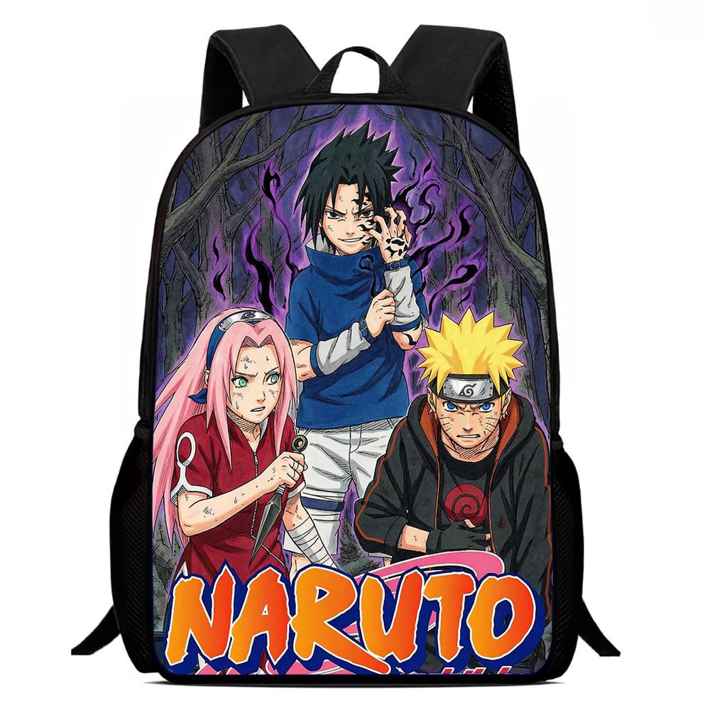 NARUTO Anime 15in Mochila Backpack with Adjustable Shoulder Straps, Kids Daily Lightweight School Bag for Boys & Girls Age 6-10