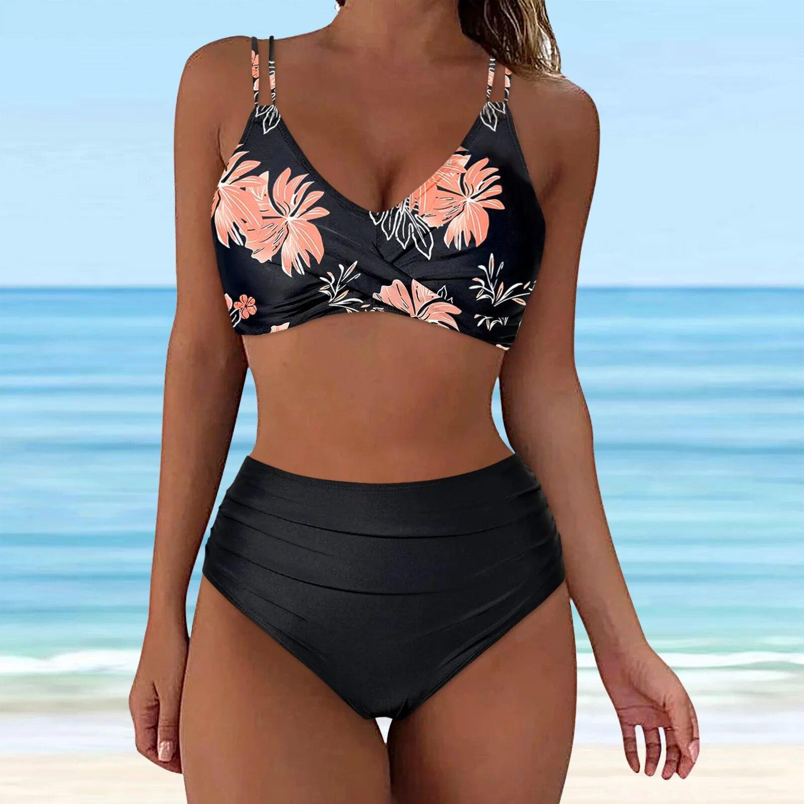 

Новий жіночий купальник бікіні з високою талією 2024 р. Сексуальний купальник із двох частин Push Up Купальні костюми Ретро-бікіні з рюшами Бразильський комплект XXL