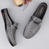 Hot Sale Mens Casual Muller Shoes Business Leather Men Half Slippers Summer Breathable Half Drag Slip-on Lazy Loafers Moccasins