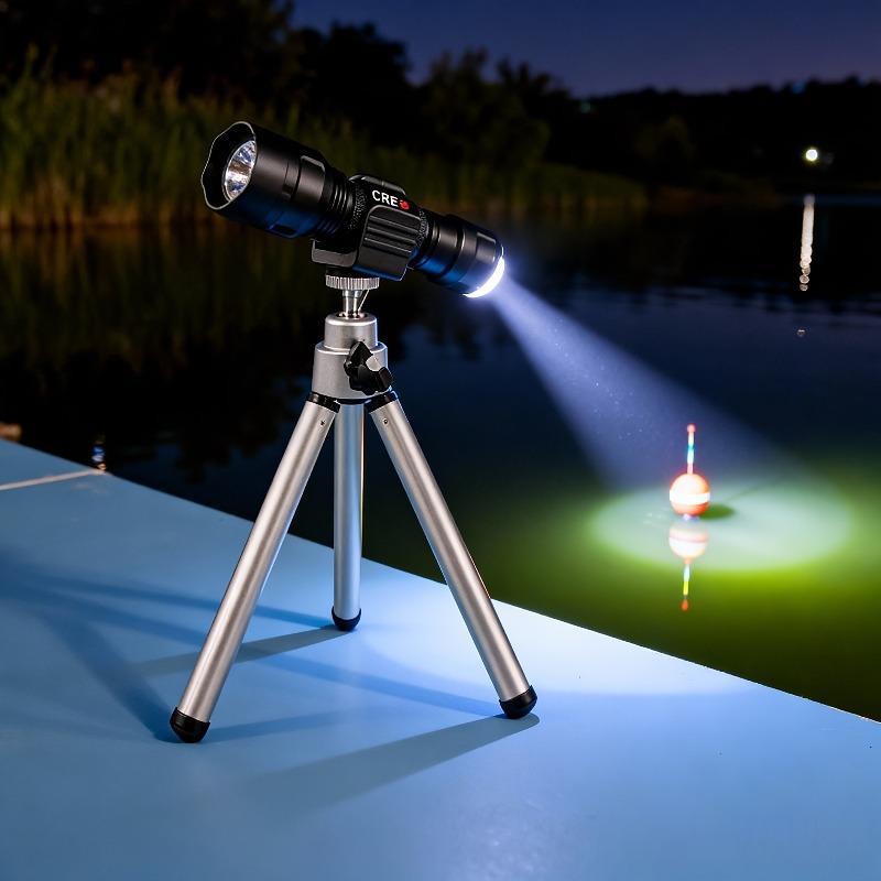 Portable Adjustable Fishing Tripod Stand – Aluminum Alloy, Lightweight & Sturdy with Ergonomic Grip & Flashlight Holder for Lake