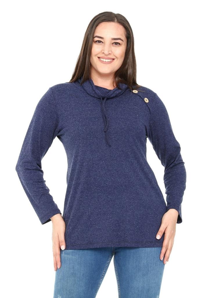 Bluză Mărime Mare pentru Femei Mărime Plus Guler cu Șnur Guler cu Nasturi Detaliată Lână Viscoză Nurcă