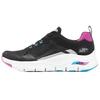 Arch Fit Mesh Fabric Synthetic Leather Low Top Running Shoes Women Sneaker Black Purple 149928-BKMT
