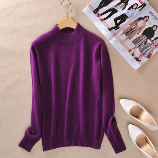 Women's Half-High Collar Spring/Autumn Knit Sweater Pullover