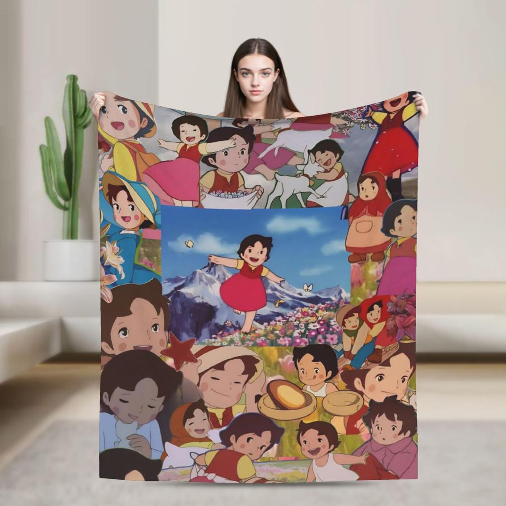Heidi, Mädchen der Berge Decke Warmes bedrucktes Plüsch-Kuscheldecke für Wohnzimmer Picknick Flanell Bettüberwurf Bettbezug
