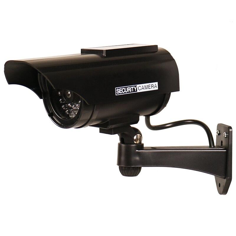 

1PC Solar Powered Dummy Fake Security Camera Bullet Security Simulated Surveillance System,No Wiring Required, Red LED Lights чорний