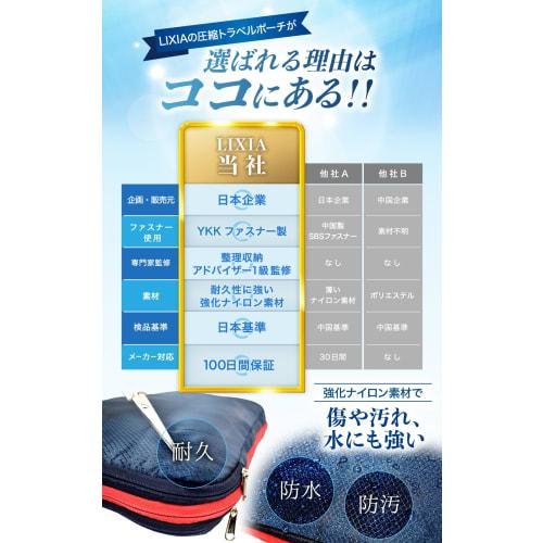 [Featured on Jalan x ZIP] LIXIA Travel Compression Bag, 2-Way Travel Bag, Space-Saving, YKK Double Zipper Travel Pouch (Dusty Beige, Large)