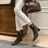 7CM Brown Fashion Versatile Temperament Short Boots 2025 Autumn and Winter New Pointed Thick Heel Side Zipper Fashion Boots Women's Boots