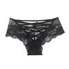Women's Sexy Rose Jacquard Transparent Briefs with Thin Cross Belt
