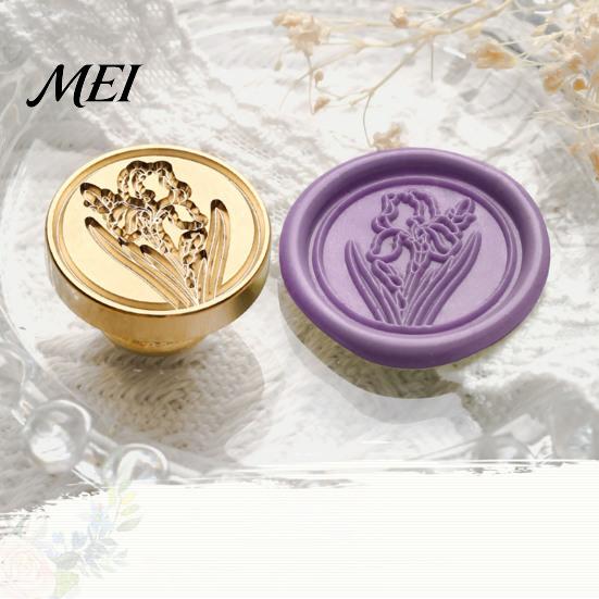 Greeting Card Sealer Wax Seal Stamp, Vintage Plant Pattern Head, Durable Flower Embossing Stamp Copper Head Replacement, for Envelope And Cards