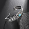 Silver Feather Cuff Bracelet for Men Women Vintage Adjustable Bracelet Bangle Fashion Jewelry