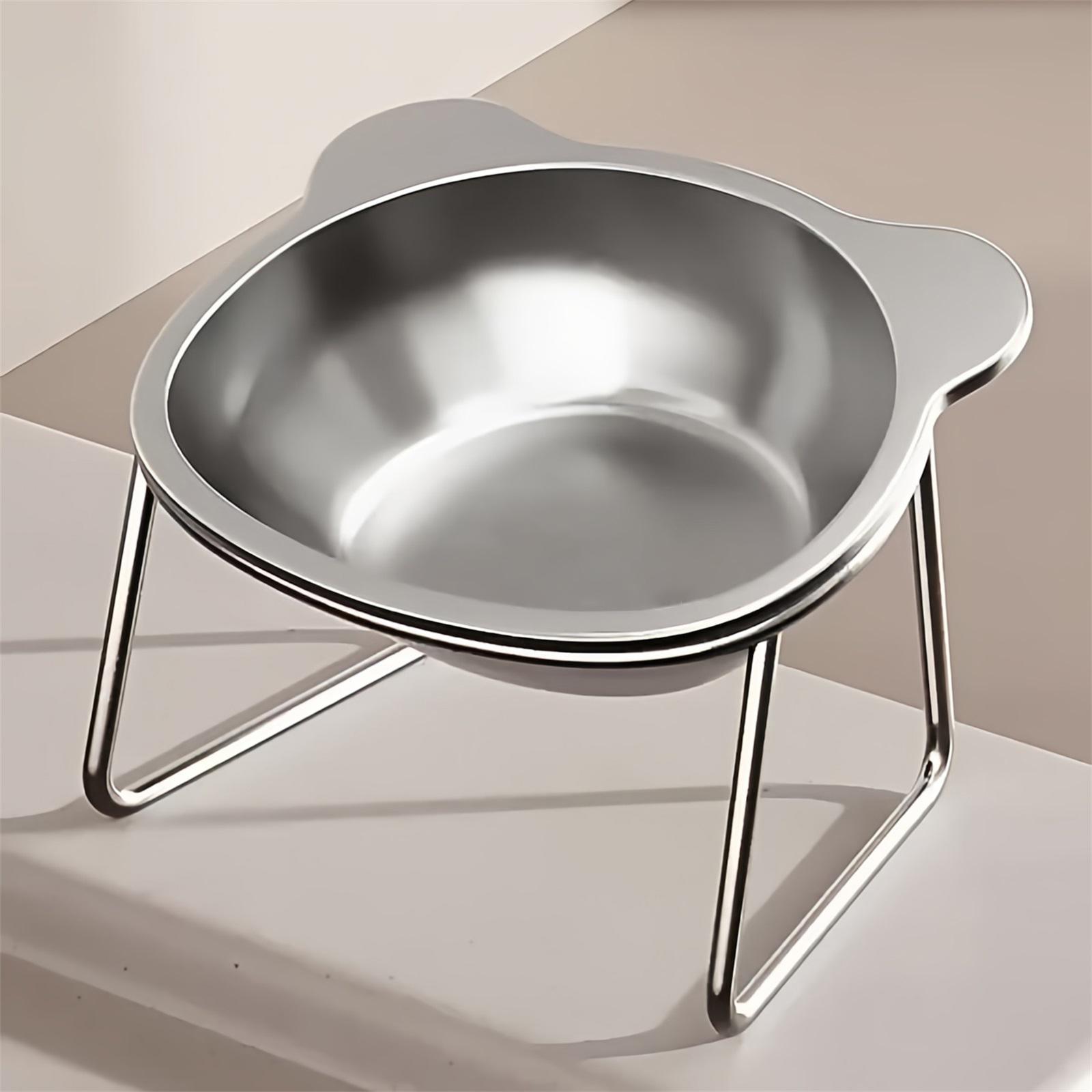 

Elevated Cats Bowl Stainless Steel Cats Food Bowl With Metal Stand Beard Friendly,Raised Food Water Dish For Dog Cats One Size