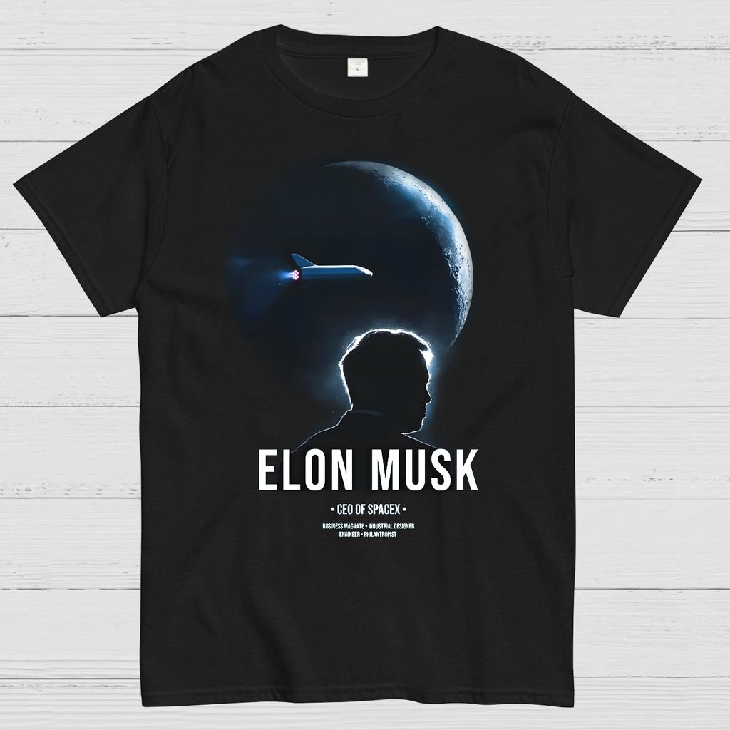 T-shirt d'été décontracté ample en coton Space X Elon Musk