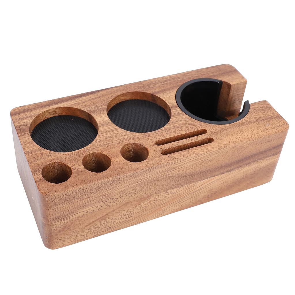 Coffee Tamping Station Wooden Anti Slip Coffee Portafilter Holder Tamper Stand for 51 to 58mm Portafilter Home Kitchen
