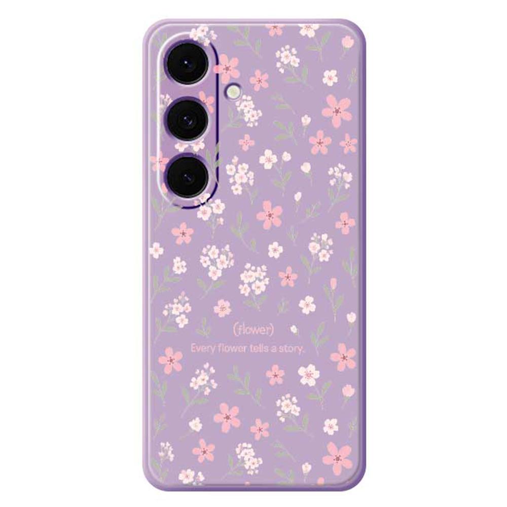 For Samsung Galaxy S24 FE Case Small Flower Pattern Printing Straight Edge TPU Phone Back Cover