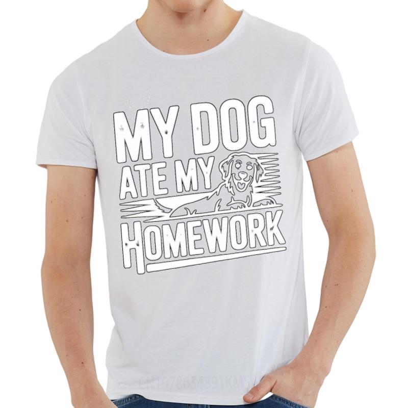 Breathable Tee Relaxed Fit For Him Crew Neck T Shirt Cotton My Dog Ate My Homework Retro For Man Teeshirt Unisexs Tshirt