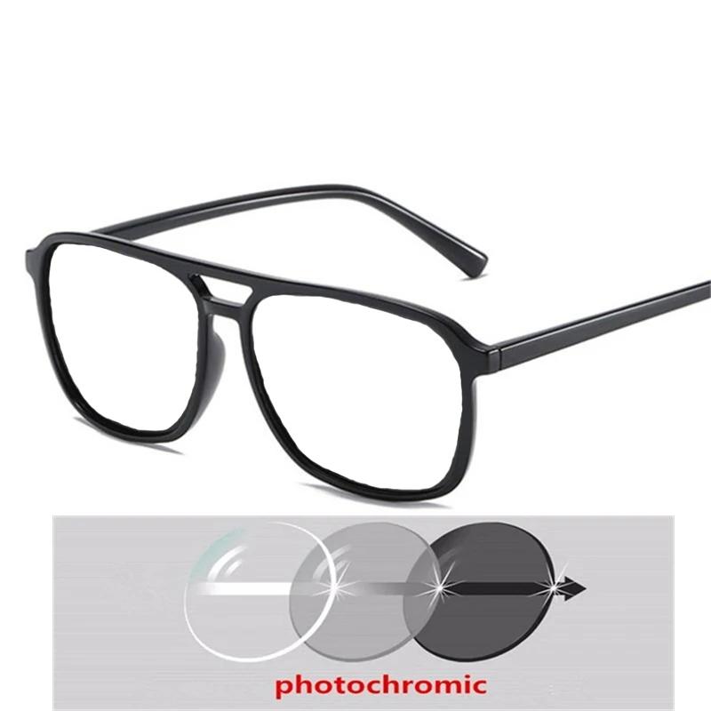 Double Beam Big Frame Square Myopia Sunglasses Unisex Driver Prescription Lenses Eyeglasses Diopter 0 -0.5 -0.75 To -6