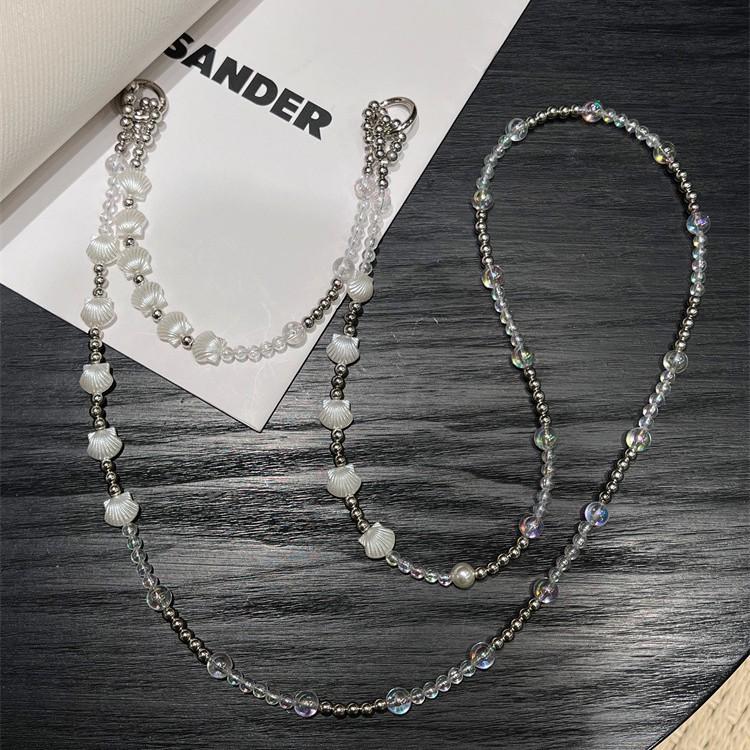 

Shell Silver Dual-Use Phone Lanyard Necklace & Crossbody Case Elegant Bag Chain