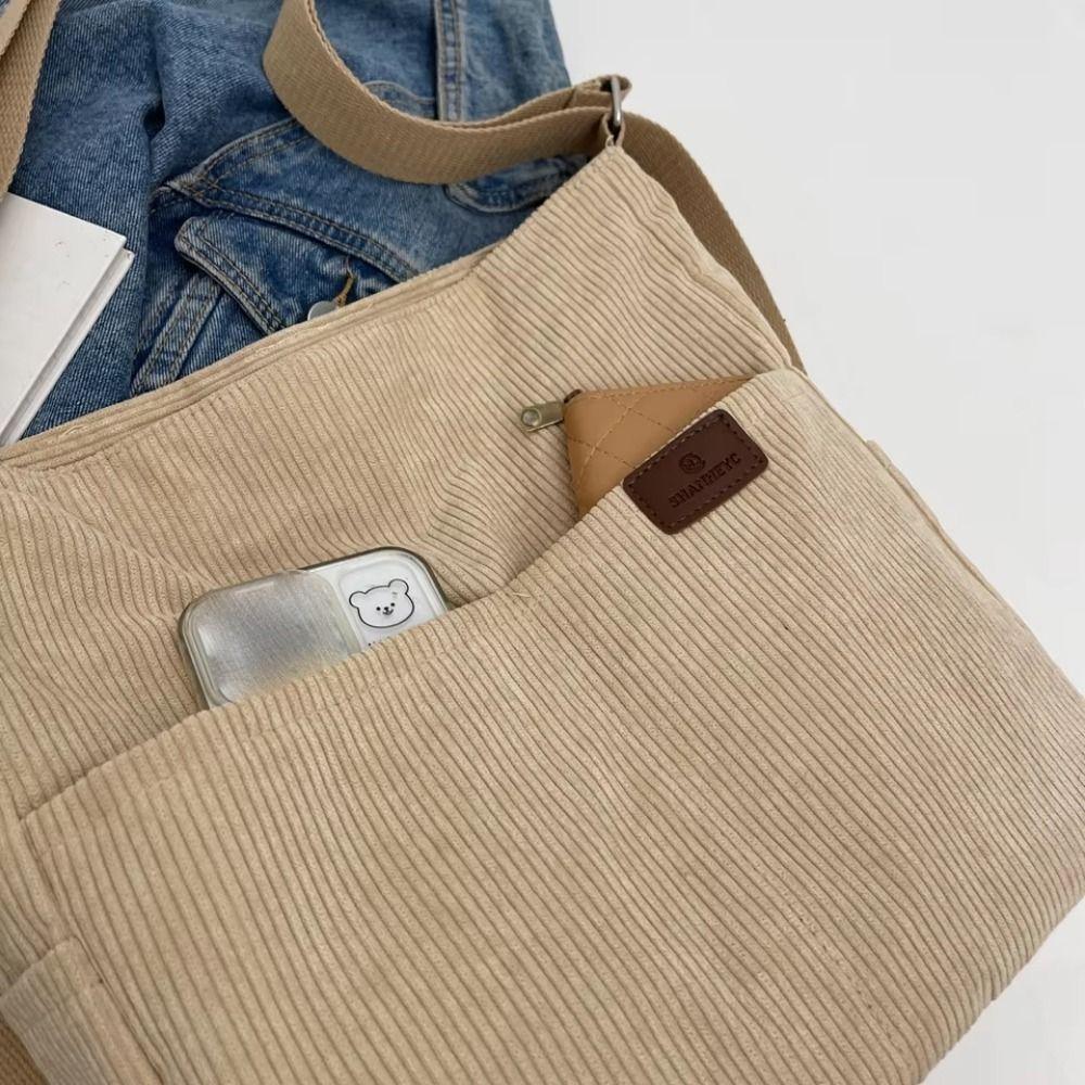 Korean Style Multifunctional Shoulder Bag Elegan Crossbody Bag Corduroy Tote Bag  Portable