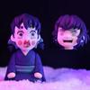 Cartoon Anime Toys and Figurines of Tanjirou, Zenitsu and Inosuke From 'Demon Slayer  As Decorative Desktop Ornaments