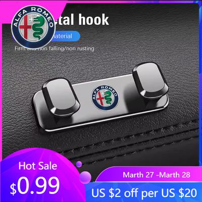 Para Gancho de Coche de Aleación de Zinc Soporte de Almacenamiento Pegado Aleatoriamente Para Alfa Romeo Giulietta Mito 159 Giulia Stelvio 156 147 Tona