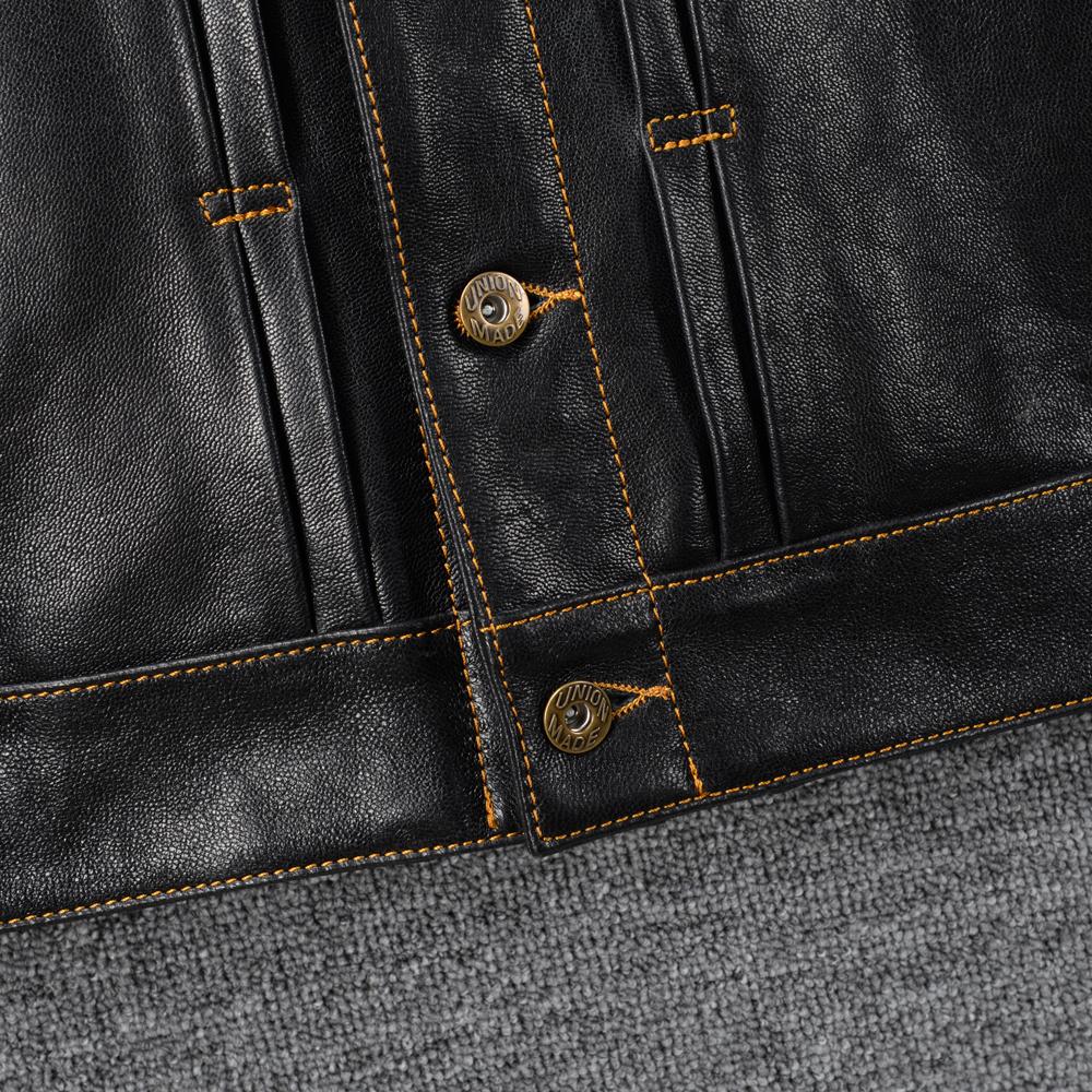 Classic 506 Style Genuine Cow Leather Jacket For Men Blue Black Natural Goatskin Coat Man  Slim Fit Soft Male Clothes Autumn