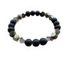 Faceted Chalcopyrite and Black Agate Bracelet