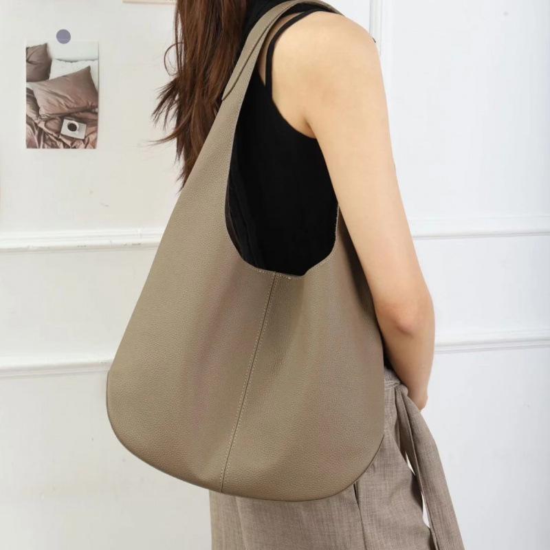 Women's Genuine Leather Large Capacity Underarm Tote Bag - Versatile, High-End Bucket Shoulder Bag for Commuting