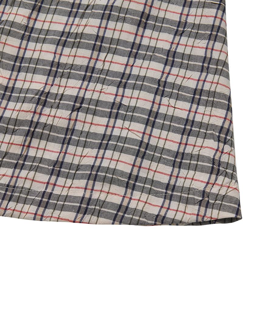 Cotton Bell Button Placket Flare Skirt - Ivory Check